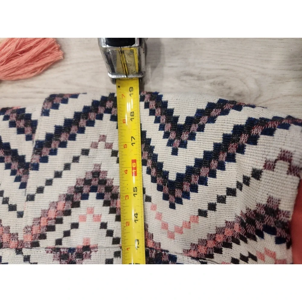 Boho Cotton Tote Or Beach Bag‎ Made in India Geometric Ikat Rope Handles Tassels